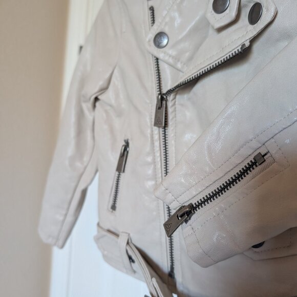 Garçon Fort Cream Color Faux Leather Moto Jacket Sz 18-24m - Picture 3 of 5